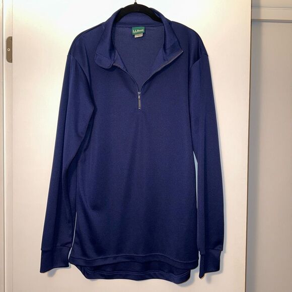 L.L. Bean Mens Mesh Navy Blue Lightweight Quarter Zip Top Size XL EUC - Picture 1 of 10